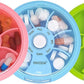 INVODA Weekly Pill Organizer 7 Compartment Rotating Pill Box for Daily Medication & Vitamins - Portable Travel Pill Case Fish Oil Supplements Vitamins Organizer (Pink+Sky Blue+Green)