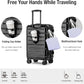 KYME Hardside Carry On Luggage 22x14x9 Airline Approved with TSA Lock Hardshell Carry On Suitcase with Spinner Wheels Travel Rolling 22 Inch Luggage with Cup Holder for Men Women Black