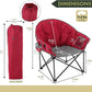 ARROWHEAD OUTDOOR Oversized Heavy-Duty Club Folding Camping Chair with Pocket, Cup Holder, Portable, Padded, Moon, Round, Saucer, Supports 330lbs, Carrying Bag