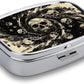 Metal 2 Compartment Pill Organizer Travel Friendly Portable Compact Pill Box Cute Pill Case,for Pocket Wallets Daily Portable Medicine Vitamin Tablet Storage (The Skeleton in The Vortex)