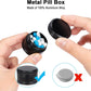 XHT Small Round Black Pill Box - Single Waterproof Portable Pill Container for Pocket & Purse, Travel Medicine Organizer, Compact Aluminum Pillbox Holder for Medication, Fish Oil