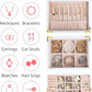 Small Jewelry Organizer for Women, 2-Layer Travel Jewelry Box with Portable Case, Necklace Ring Storage for Dresser, Girls Teens Gifts (White)