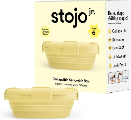 STOJO Collapsible Sandwich Box – 24oz, Reusable Food Storage Container, Silicone Bowl for Hot/Cold Food – Meal Prep, Lunch, Camping, Hiking – Dishwasher Safe (Set of 1, Mimosa)