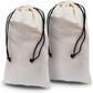 ZENPAC Travel Shoe Bag, Beige Duster Flannel Pouch Drawstring Closure, Washable Breathable Cotton Fabric for Cowboy Boot Storage, Luggage, 12x17, 2 Pack