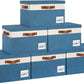 GhvyenntteS Fabric Storage Bins with Lid 6 Pack, Large Decorative Storage Boxes with Lids and Handles, Foldable Fabric Storage Baskets with Lid and Label for Home Office (Blue, 15" x 11" x 9.7")