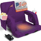 ACELETIQS Heated Stadium Seats for Bleachers with Back Support – USB Battery Included - Upgraded 3 Levels of Heat - Foldable Chair - 4 Pockets, Cup Holder - for Camping, Games & Sports (Purple)