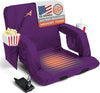 ACELETIQS Heated Stadium Seats for Bleachers with Back Support – USB Battery Included - Upgraded 3 Levels of Heat - Foldable Chair - 4 Pockets, Cup Holder - for Camping, Games & Sports (Purple)