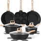 13 Pcs Pots and Pans Set, Nonstick Cookware Sets Black Granite Induction Cookware, Non-toxic Healthy Non stick Kitchen Cooking Set with Frying Pans Set, Saucepans (PFAS/PFOA/PFOS Free)