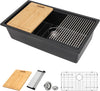 30 Granite Composite Kitchen Sink - Donsdey 30 Inch Black Kitchen Sink Undermount Granite Quartz Composite Ledge Workstation Matte Black Under Counter Single Bowl Sink Basin