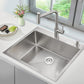 POPFLY 25×22 Inch Drop in Kitchen Sink, Top mount Stainless Steel Single Bowl Sink, 18 Gauge Hand-made Overmount 9 Inch Deep Sink, Brushed