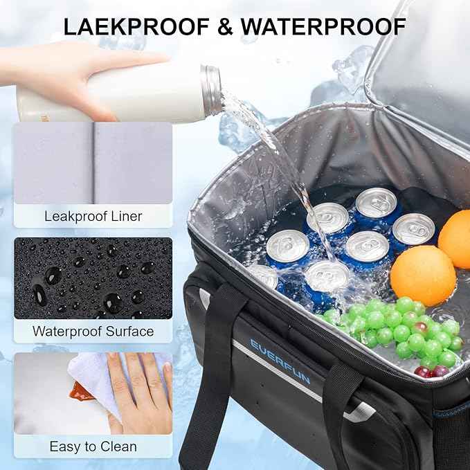 EVERFUN Small Cooler Bag 24/48 Can Insulated Lunch Box Double Deck Soft Leak-Proof Waterproof Collapsible Ice Chest for Men Women Work Travel Car Trip Picnic Beach