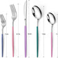 Mirror Silver multicolor Silverware Set, 20-Piece Stainless Steel Flatware Set, Satin Finish tableware Cutlery Set, Service for 4, Home and Restaurant, Dishwasher Safe