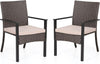 PHI VILLA Outdoor Wicker Chairs Set of 2, Rattan Covered Metal Armchairs with Removable Cushion, Heavy Duty Furniture Set for Patio, Deck, Porch, Yard