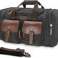 Wildroad 60L Travel Duffel Bag, Expandable Waxed Canvas Genuine Leather Duffle Bag Upgraded Overnight Weekender Bag Carry on Bag (Vintage Black, X Large-60L) - Roamly