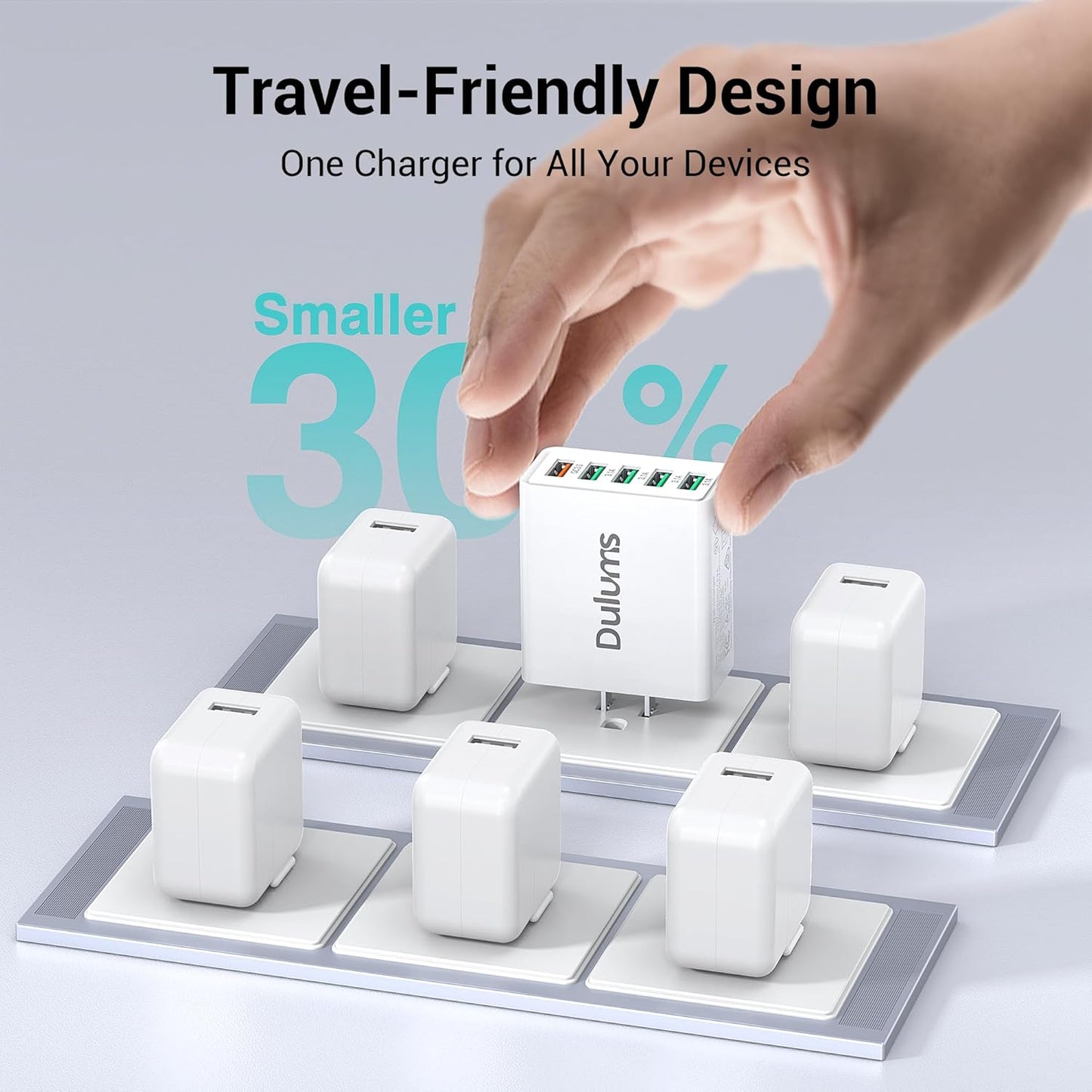 50W USB Wall Charger Block,2Pack 5-Port Charger Fast Charging Block QC 3.0 Multiport Box Brick Cube USB A Wall Plug for iPhone 16/15/14 Pro Max Plus, iPad,Galaxy, LG, Moto, Android Phones,AirPorts - Roamly