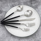 Gugrida 20-Piece 18/10 Stainless Steel Flatware Silverware, Luxury Dinnerware Set Travel Cutlery Tableware Include Knife Fork Spoon Service for 4, Dishwasher Safe (Black Handle Matte Silver)