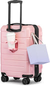 KYME Pink Hardside Expandable Carry On Luggage 22x14x9 Airline Approved 20 Inch Hardshell Carry On Suitcase with Wheels TSA Lock Small Travel Rolling Luggage with Cup Holder for Women