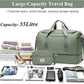 Extra Large Travel Duffle Bag,Carry on Overnight Bag with Shoes Compartment,Weekender Bags for Women for Travel Business Trips Sport Hospital,3 Pcs Set,Green