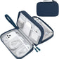FYY Electronic Organizer, Large Travel Cable Organizer Bag Pouch Electronic Accessories Carry Case Portable Waterproof Double Layers All-in-One Storage Bag for Cable, Cord, Charger, Phone, Navy