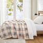 PU MEI Super Soft Faux Rabbit Fur Sherpa Fleece Throw Blanket, Reversible Luxury Cozy Cute Furry Blanket, Plush Warm Shaggy Fluffy Checkered Blankets for Sofa Couch Bed (Grey-Plaid, 80" x 90")
