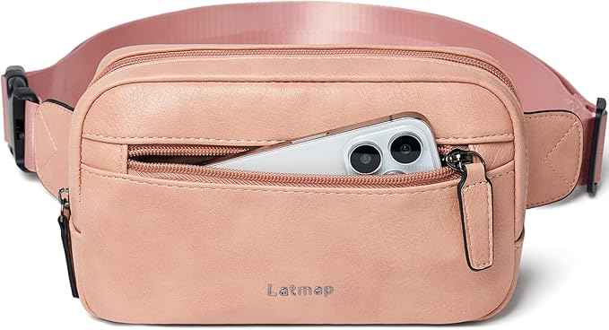 2L Fanny Packs Everywhere Belt Bag Small Fashion Crossbody Waist Pack Faux Leather Waterproof Sling Chest Bag For Women Trendy Pink
