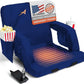 ACELETIQS Heated Stadium Seats for Bleachers with Back Support – USB Battery Included - Upgraded 3 Levels of Heat - Foldable Chair - 4 Pockets, Cup Holder - for Camping, Games & Sports (Navy Blue)
