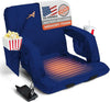 ACELETIQS Heated Stadium Seats for Bleachers with Back Support – USB Battery Included - Upgraded 3 Levels of Heat - Foldable Chair - 4 Pockets, Cup Holder - for Camping, Games & Sports (Navy Blue)
