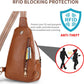 Crossbody Bags for Women Anti Theft Small Sling Handbag with Zipper Lock Vegan Leather RFID Blocking Chest Pure