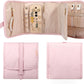 Voova Travel Jewelry Holder Organizer Case, Small Jewelry Storage Bag for Women Girls, Foldable Traveling Jewellery Pouch Roll for Necklaces Rings Earrings Bracelets, Mini, Light Pink