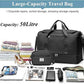 Large Travel Duffle Bag,Carry on Overnight Bag with Shoes Compartment,Weekender Bags for Women for Travel Business Trips Sport Hospital,3 Pcs Set,Black