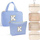 YOOLIFE Initial Toiletry Bag Travel Makeup Bag for Women - Hanging Toiletry Bag, Personalized Birthday Gifts for Women, Vacation Airplane Essentials - Letter K, Blue
