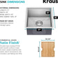 KRAUS Kore 17-Inch Undermount Workstation 16 Gauge Single Bowl Stainless Steel Bar Kitchen Sink with Accessories, KWU111-17