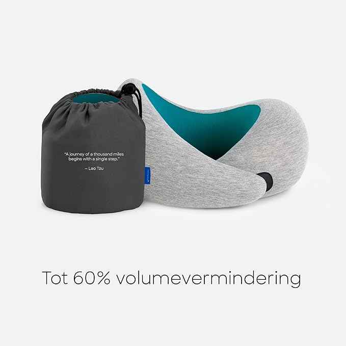 Ostrichpillow Go Neck Pillow, Travel Pillows for Airplanes, Premium Memory Foam Travel Pillow, 360º Ergonomic Design, Asymmetrical Sides, Travel Bag Included, Washable Modal Cover