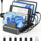 CREATIVE DESIGN 50W Charging Station for Multiple Devices,6 Port Multiple USB Charger Station with 6 Cables Compatible with iPhone,iPad Kindle Tablet and Other Electronic（Space Gray