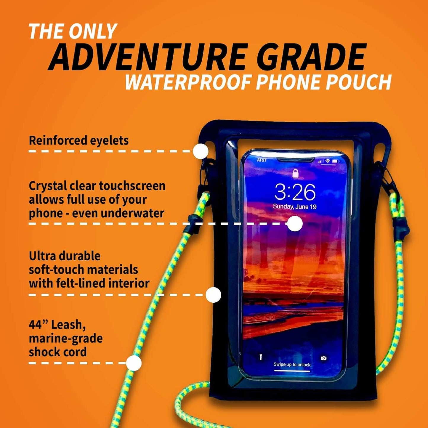 Waterproof Phone Pouch w/Long Lanyard | IPX8 Adventure Grade Cellphone Dry Bag Case, Fits iPhone 15 Pro Max,14 Pro Max, 13 Pro Max, XS, XR, Galaxy S21, for Snorkeling, Kayaking, Cruise Blue