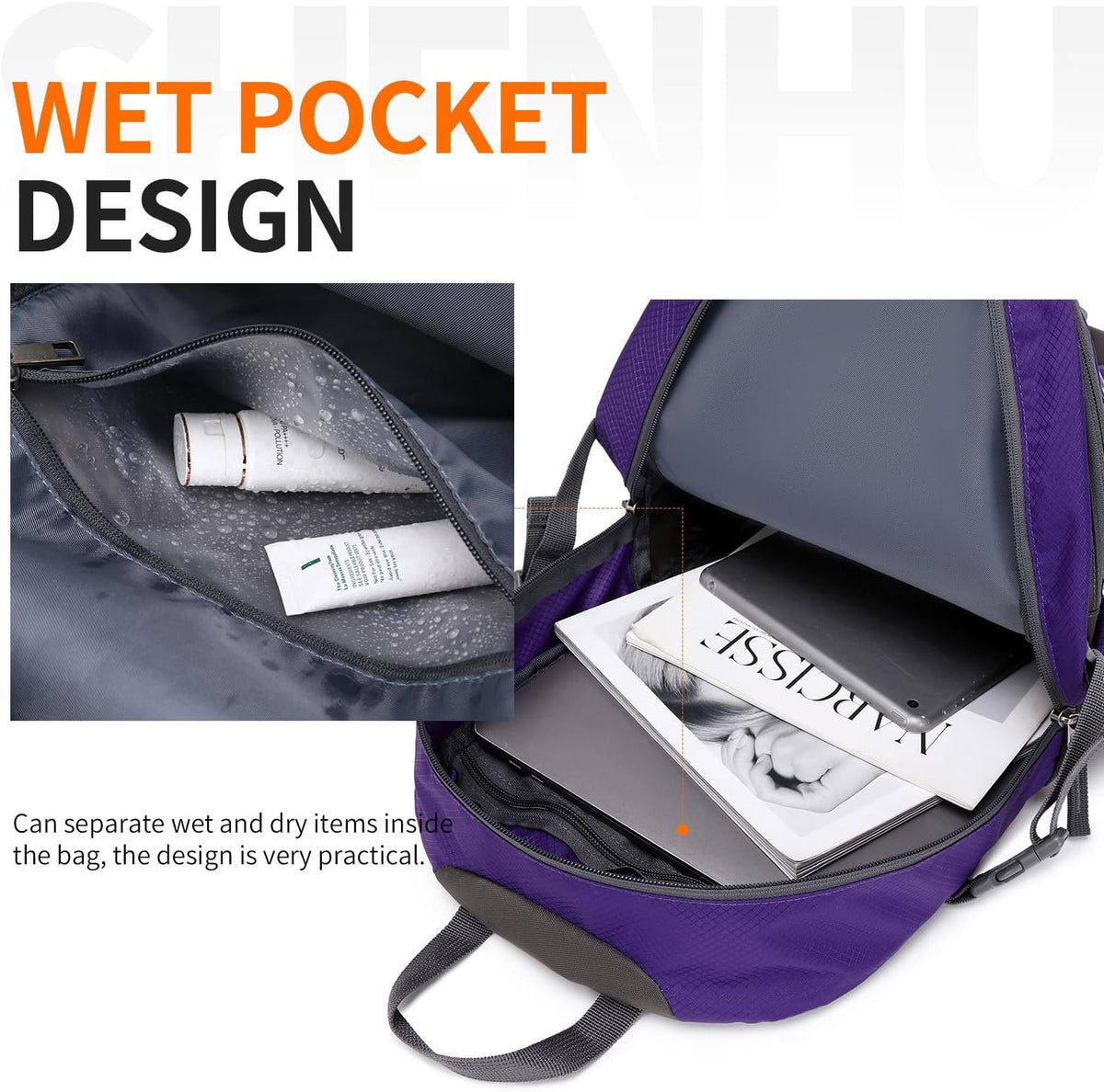 40L Hiking Backpack Lightweight Daypack Waterproof Travel Camping Backpack for Men Women Sport Packable - Roamly