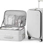 mixi 24 Inch Checked Luggage PC Hard Shell Suitcase Top Opening Aluminum Frame Travel Suitcases with Wheels, Smoke White