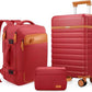 UKEIN Luggage Sets 3 Piece, Carry On Luggage 20In With Spinner Wheels,PC Hardside Suitcase Set with TSA Lock,Durable Carry On Suitcase With Travel Backpack for Men (Red, 3 piece set (20inch))