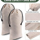 12 Pcs Shoe Dust Bags Beige Duster Flannel Single Shoe Pouch with Drawstring Closure Washable Breathable Shoe Covers for Travel Home Luggage Handbags, 8 x 17 Inches
