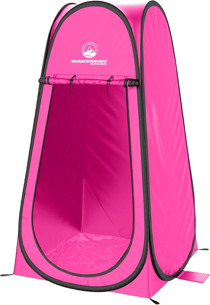 Wakeman Pop Up Changing Tent, 3.3 x 3.3 x 6.2ft, Camping Shower Tent for Portable Toilet Stall or Dressing Room with Carry Bag for Camping, Beach, or Tailgate, Polyester