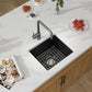 18 Granite Composite Bar Sink - Donsdey 18”×16” Undermount Granite Kitchen Sink Black Quartz Classic Composite Under Counter Single Bowl Bar Prep RV Sinks Basin