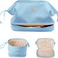 Birthday Gifts for Women, Initial Large Makeup Bag, Personalized Double Layer Cosmetic Bag with Makeup Brush Organizer, Waterproof, PU Leather Travel Toiletry Bag,Bride Gift Monogrammed Gifts