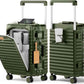 Joyway 20 Inch Carry on Luggage with Aluminium Frame and Front Pocket, PC Hardshell Suitcase with USB Port and Cup Holder, 21.5x14.2x9 Airline Approved Luggage with Spinner Wheel, TSA Lock(Dark Green)