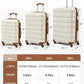 Suitour Luggage 3 Piece Sets Hard Shell Luggage Set with Spinner Wheels,TSA Lock,20 24 28 inch Travel Suitcase Sets (White Brown)