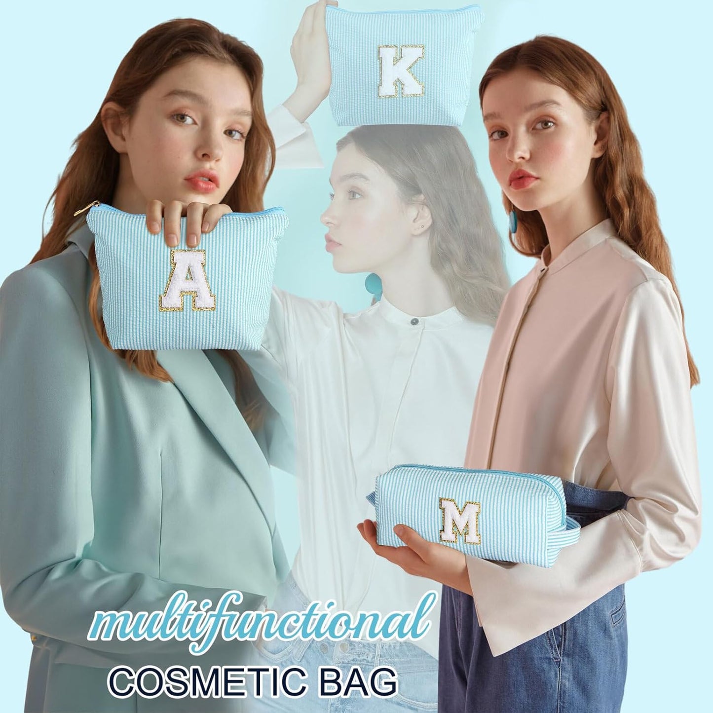 YOOLIFE Makeup Bag for Women - Personalized Initial Cute Makeup Pouch Make Up Case for Girlfriend Bridesmaid Wife | Cosmetic Travel Toiletry Bag for Friend Female | Birthday Gift for Her Mom Z - Roamly