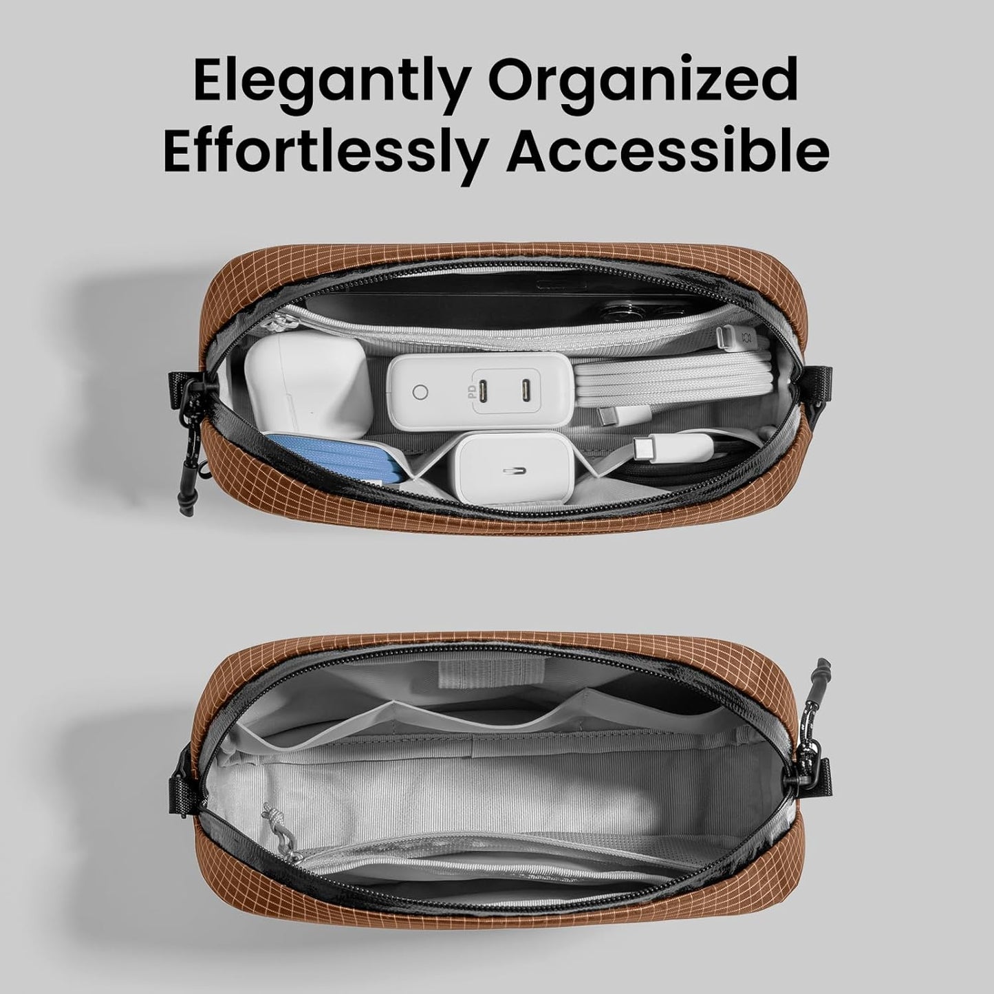 tomtoc Electronics Organizer Travel Case Performance, Water Resistant Bag Cable Tech Pouch Accessories, Carry Storage for Cord, Phone, Cables, Airpods, USB Flash Drive, Daily Items - Roamly