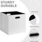 Posprica 11x11 Storage Cubes, Collapsible Storage Bins with Dual Handles, Fabric Foldable Storage Boxes Basket for Closet Shelf Cabinet Bookcase Organization, Set of 4, White