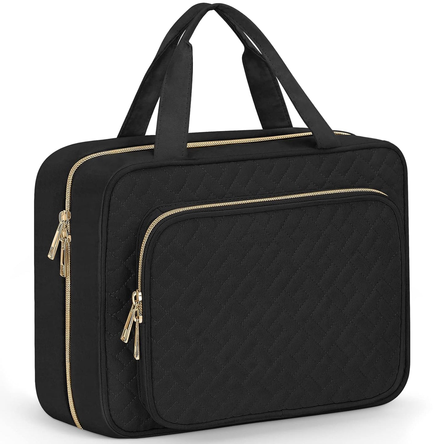 Wedama Toiletry Bag for Women, Medium Cosmetic Travel Bag, Hanging Toiletry Bag for Bathroom, Thickened PVC Waterproof Makeup Bag, Toiletries Bag for Travel Business Trips and Camping, Black - Roamly
