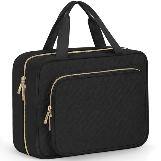 Wedama Toiletry Bag for Women, Medium Cosmetic Travel Bag, Hanging Toiletry Bag for Bathroom, Thickened PVC Waterproof Makeup Bag, Toiletries Bag for Travel Business Trips and Camping, Black - Roamly