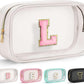 YOOLIFE Initial Makeup Bag Travel Toiletry Bag Clear Makeup Bag Preppy Cosmetic Bag Gifts for Girls Kids Graduation Gifts Birthday Gifts for Girls Kids Birthday Gifts Swim Gifts White L